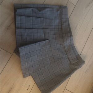 ZARA Pleated Glen Plaid Asymmetrical Micro Mini Skort